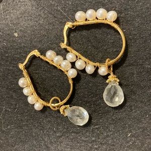 Gold multi pearl earrings